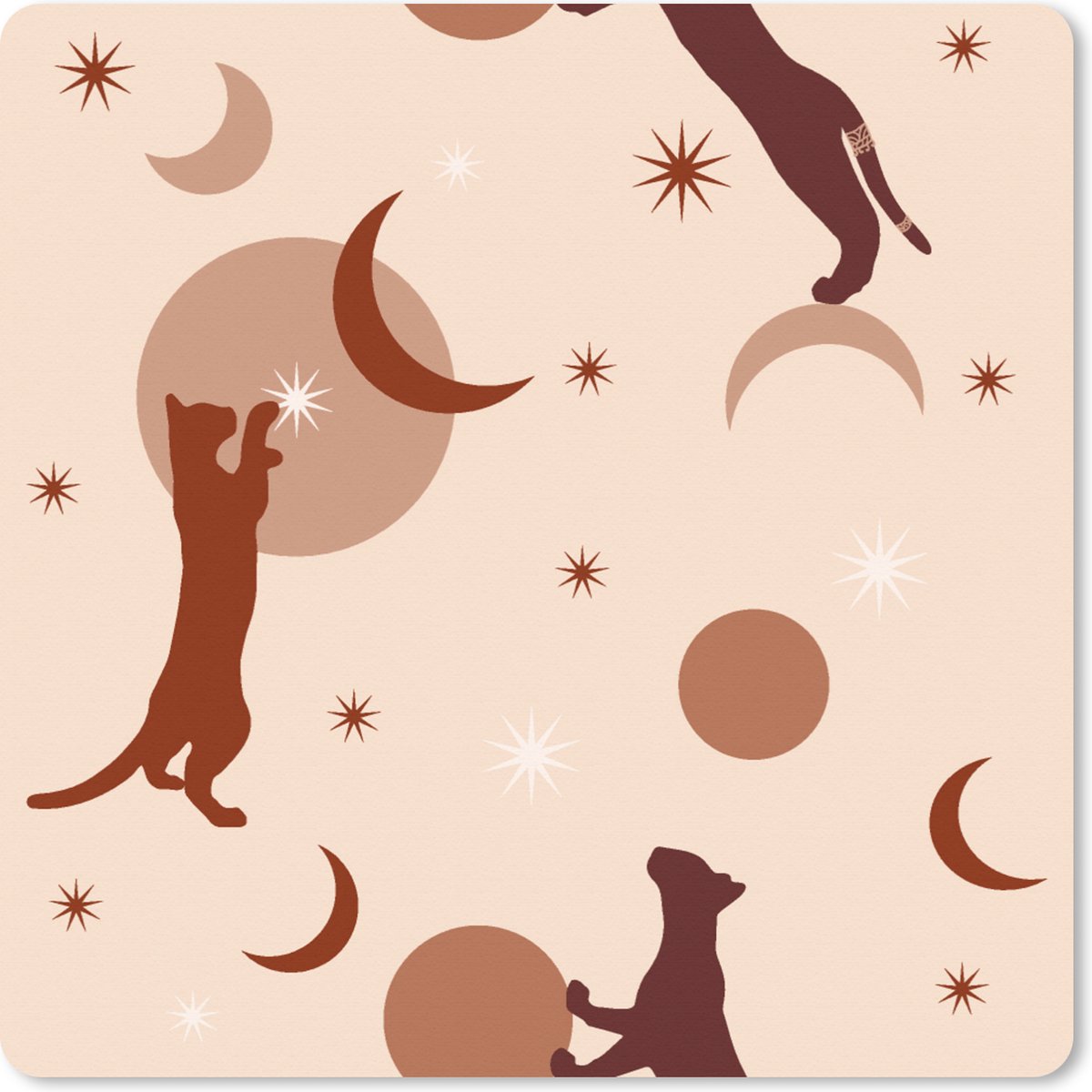 Muismat XXL 50x50 cm - Bureau onderlegger - Bureau mat Patronen - Kat - Maan - Pastel - Meisjes - Kinderen - Kids - Bureaumat - Gaming mousepad xl - Bureaulegger groot - Computer deskmat