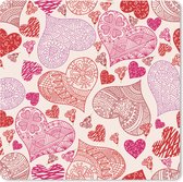 Muismat XXL - Bureau onderlegger - Bureau mat - Een illustratie met roze en rode hartjes - 60x60 cm - XXL muismat
