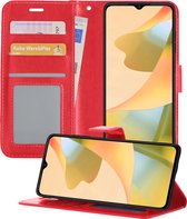 Hoesje Geschikt voor OPPO A16s Hoesje Book Case Hoes Wallet Cover - Hoes Geschikt voor OPPO A16s Hoesje Bookcase Hoes - Rood