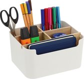 Relaxdays bureau organizer - kleine desk organizer - pennenbak modern - make up organizer - wit