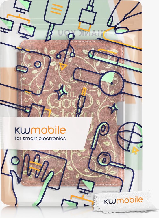 kwmobile e-reader hoesje geschikt voor Kobo Aura Edition 2 hoes - E reader flip case met magnetische sluiting - Ereader cover - Sprookjesboek design in geel / oranje / rood van Merkloos — afbeelding 4