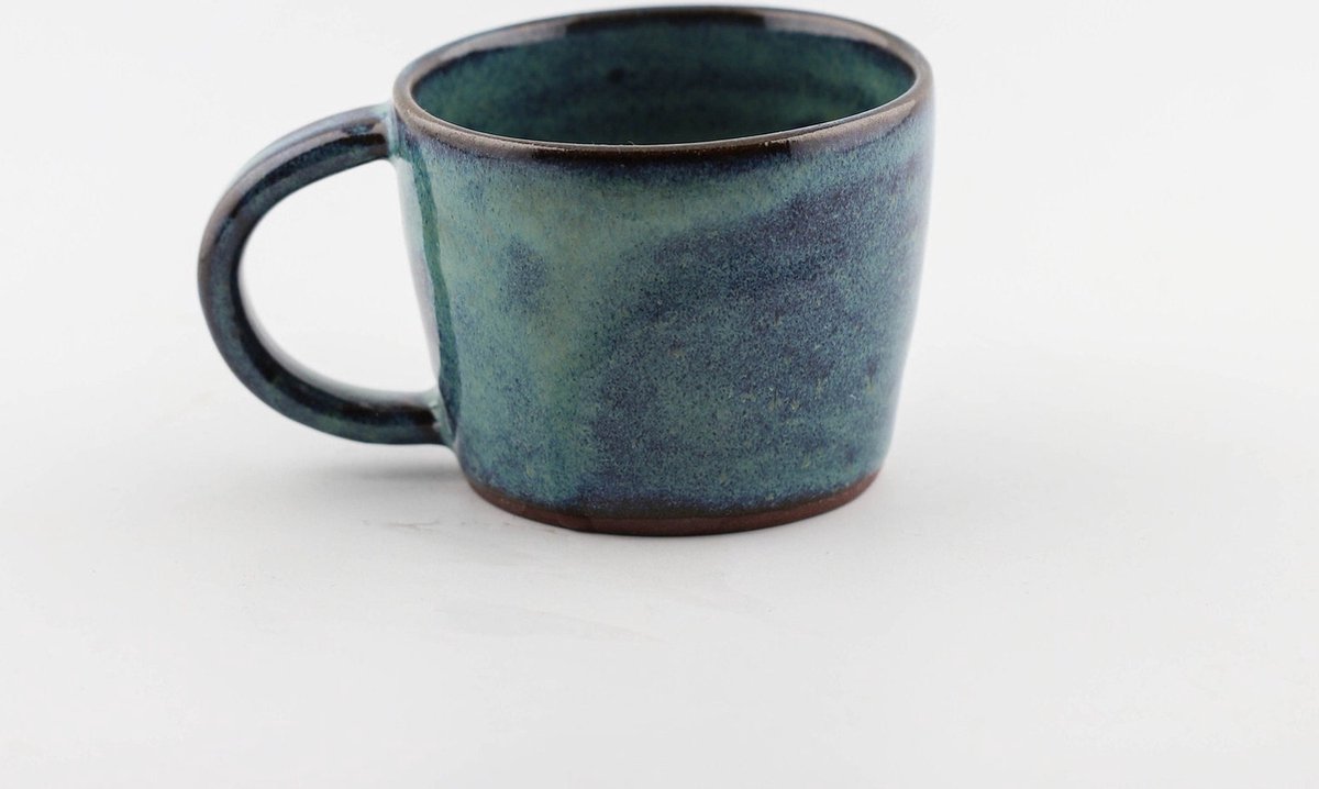 Dobro Pottery - Handgemaakte Mok - 200ml - Zwart en Groen - Grote Mok - Koffiemok - Koffiebeker - Theekopje - Koffiekopje
