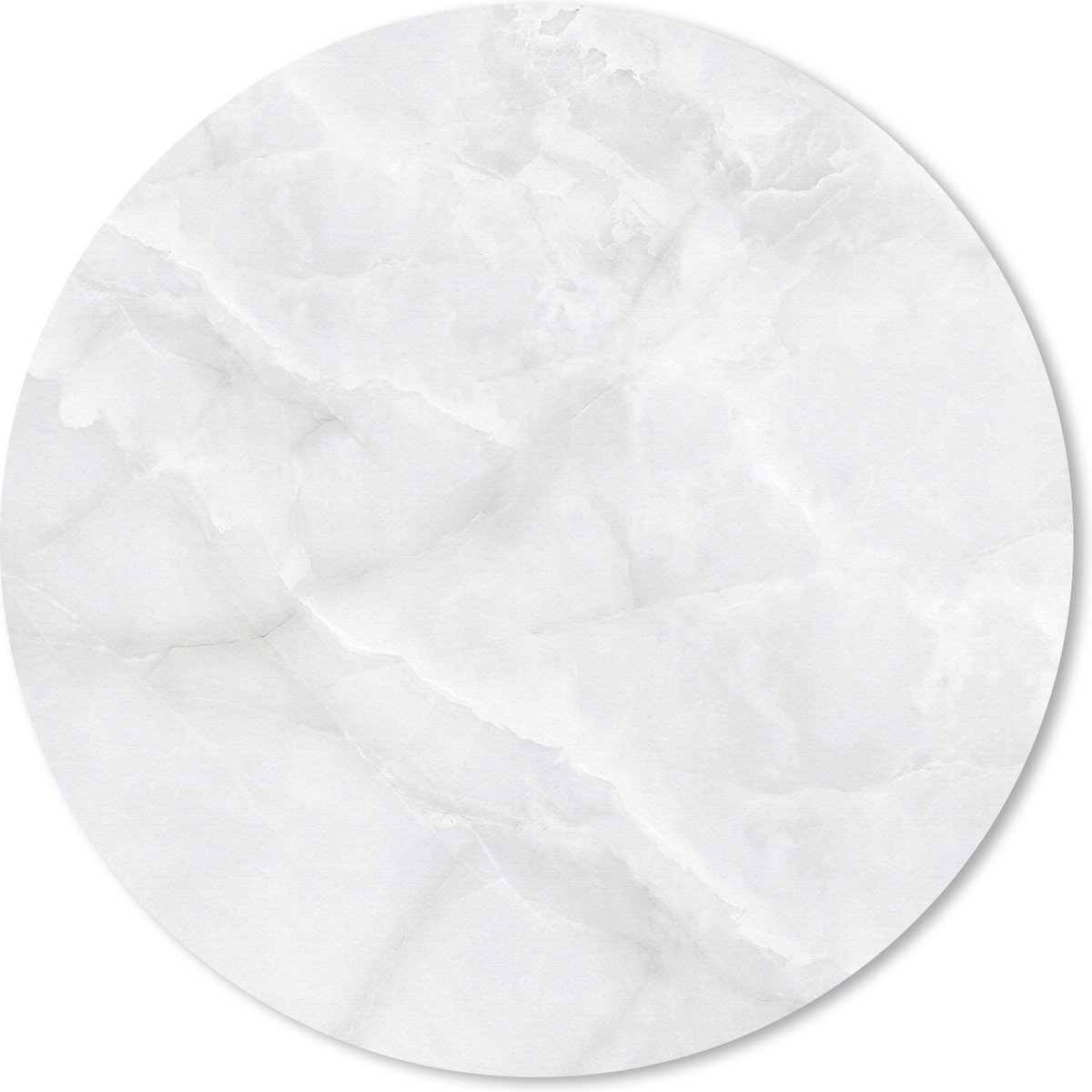 Muismat rond 20x20 cm - Mousepad Marmer - Structuur - Wit - Ronde muismatten