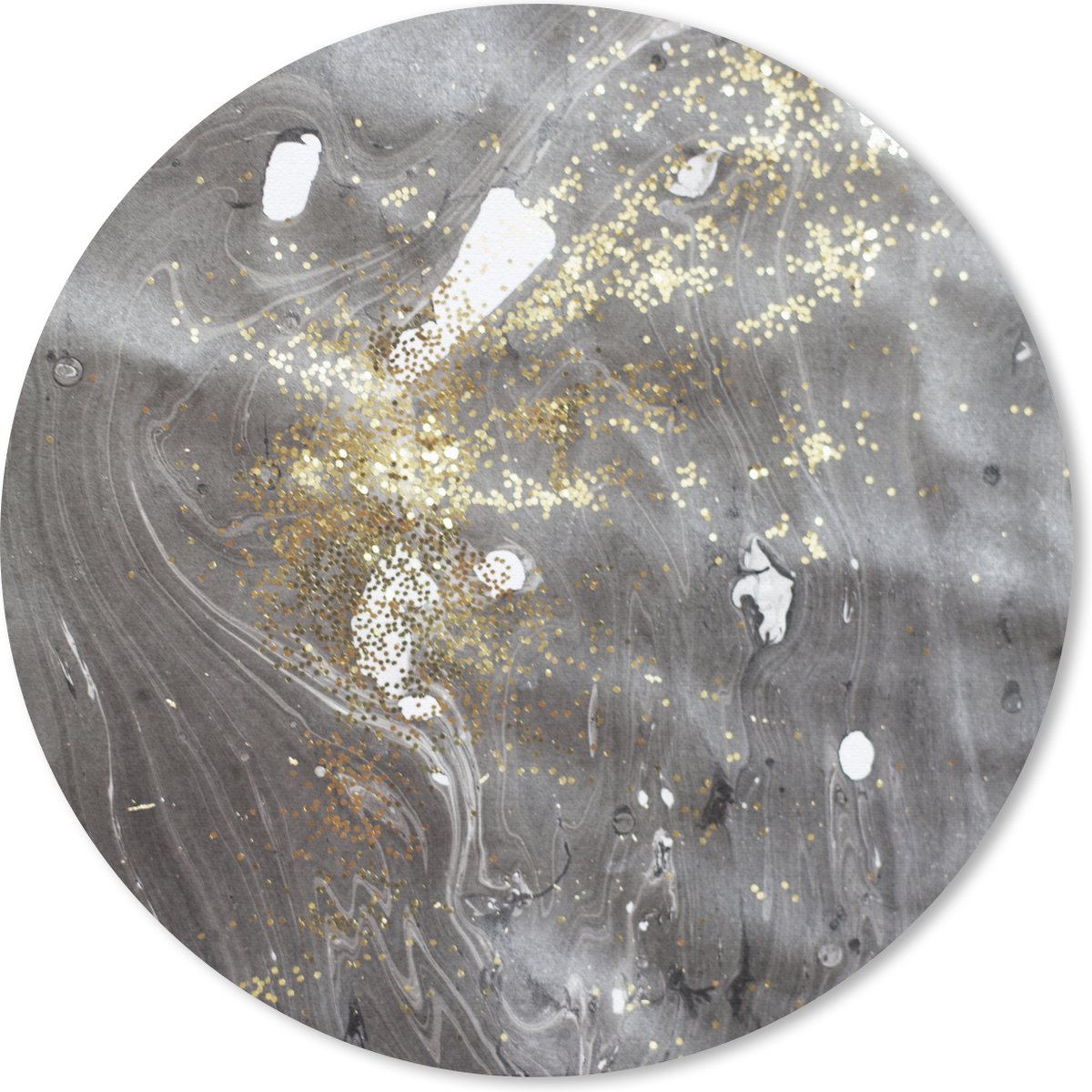 Muismat rond 30x30 cm - Mousepad Marmer - Goud - Luxe - Wit - Ronde muismatten