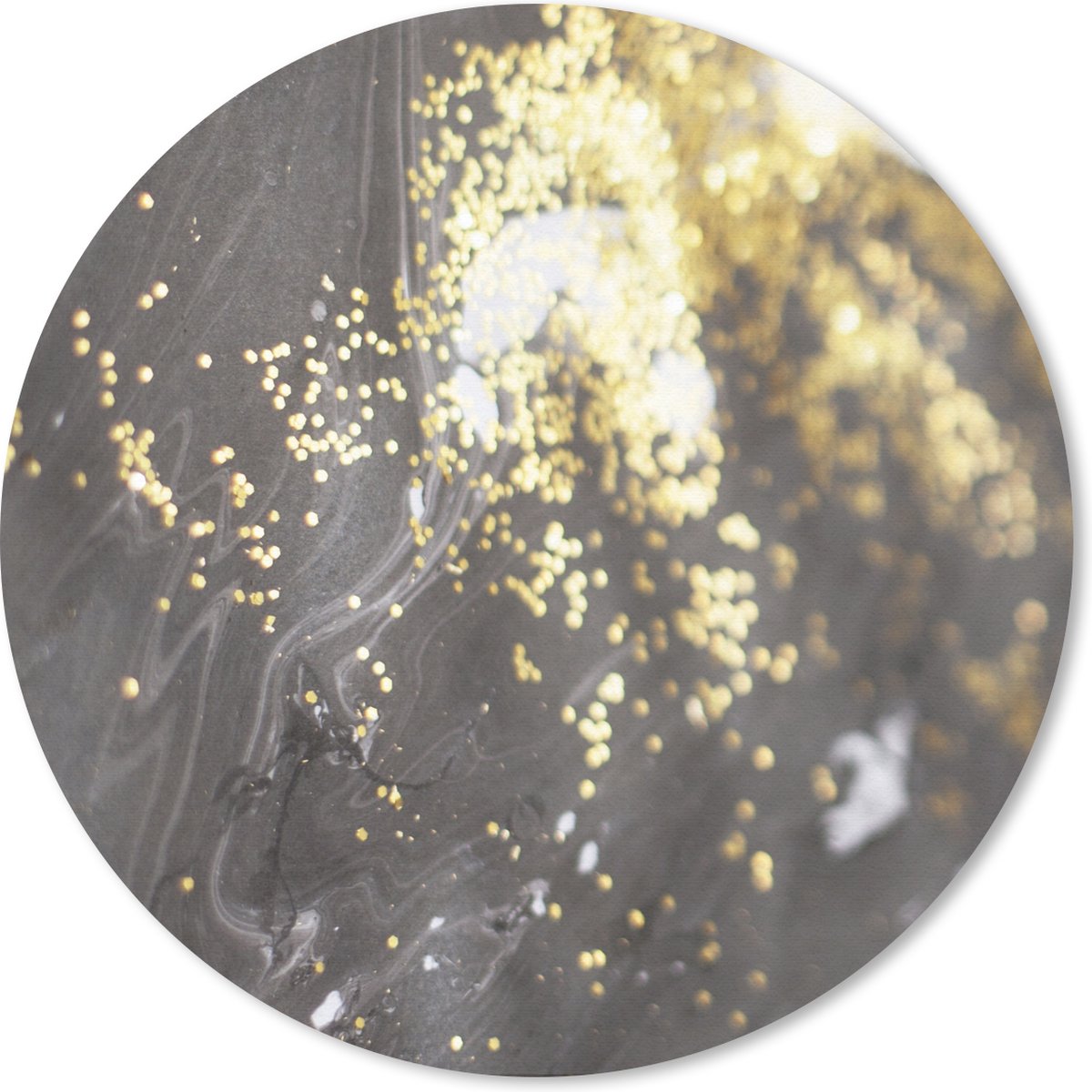 Muismat rond 50x50 cm - Mousepad Marmer - Luxe - Grijs - Glitter - Ronde muismatten