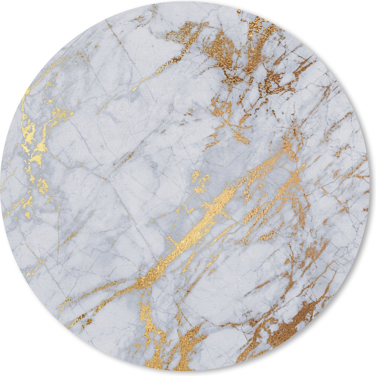 Muismat rond 30x30 cm - Mousepad Marmer - Goud - Grijs - Ronde muismatten