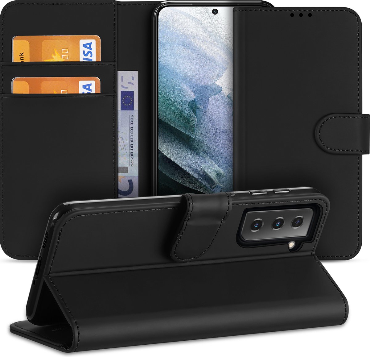 Samsung Galaxy S21 FE Book Case Zwart met Pasjeshouder
