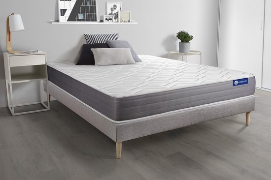 Complete boxspring met matras tweepersoons- Actisom Actilatex dream grijs - Latex en traagschuim - 120 x 210 cm