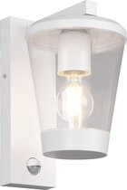LED Tuinverlichting met Bewegingssensor - Wandlamp - Trion Civonu - E27 Fitting - Spatwaterdicht IP44 - Rond - Mat Wit - Aluminium