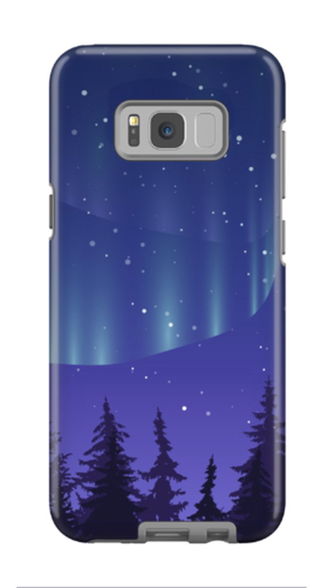 Telefoonhoesje geschikt voor Samsung Galaxy S8 Plus - Tough Case - Extra Stevig met 2 lagen bescherming - Natuurcollectie - Northern Lights - Paars