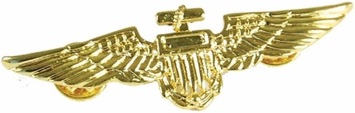 Piloten/Vliegeniers verkleed broche - goud - 7 cm - Wings speldje - Piloot verkleedkleding accessoires