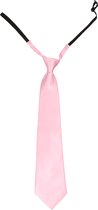 Lichtroze stropdas 40 cm verkleedaccessoire voor dames/heren - Licht roze thema feestartikelen