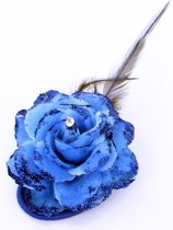 Blauwe bloem op speld - Verkleed of decoratie bloemen