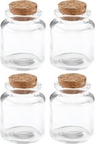 48x kleine glazen flesjes/potjes 5 x 6 cm met kurken afsluitdops - Kleine apothekers bewaarpotjes/voorraadpotjes