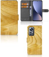 GSM Hoesje Xiaomi 12 Pro Wallet Book Case Licht Hout