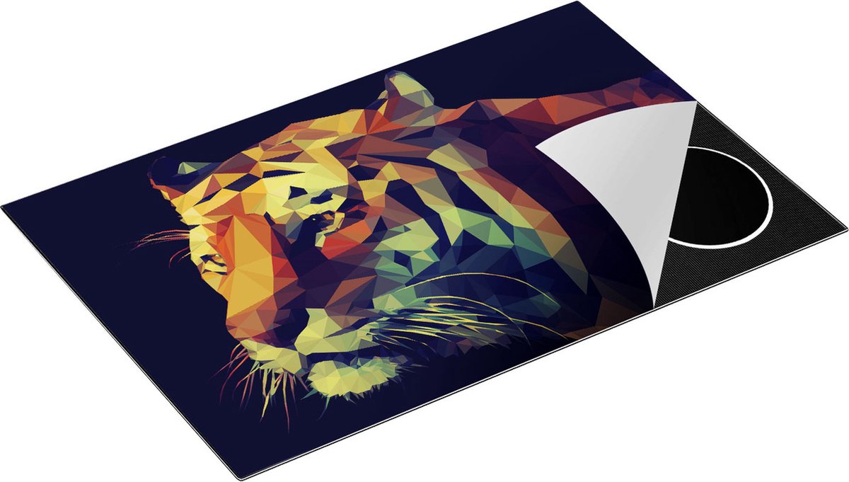 Chefcare Inductie Beschermer Tijger Illustratie van Origami - Abstract - 81x52 cm - Afdekplaat Inductie - Kookplaat Beschermer - Inductie Mat