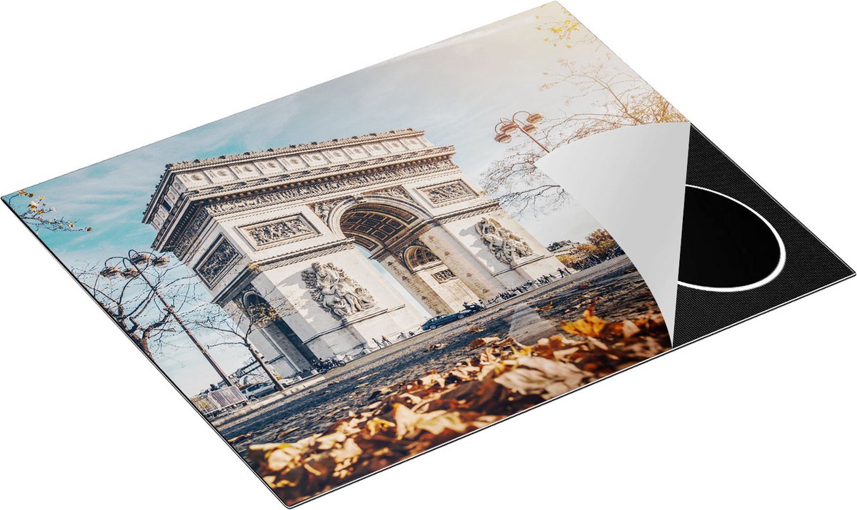 Chefcare Inductie Beschermer Arc de Triomphe in Parijs tijdens de Herfst - 65x52 cm - Afdekplaat Inductie - Kookplaat Beschermer - Inductie Mat