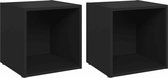vidaXL - Tv-meubelen - 2 - st - 37x35x37 - cm - bewerkt - hout - zwart