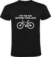 Put the fun between your legs Heren T-shirt | fietsen | fiets | wielrenshirt | wielrennen |  cadeau | kado  | shirt
