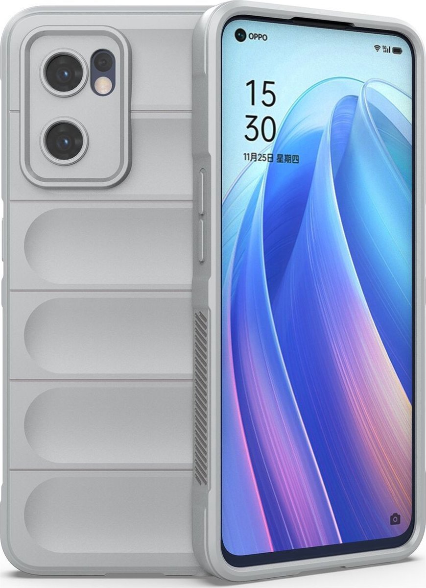 Mobigear Hoesje geschikt voor OPPO Find X5 Lite Telefoonhoesje Flexibel TPU | Mobigear Bumpy Backcover | Find X5 Lite Case | Back Cover - Grijs