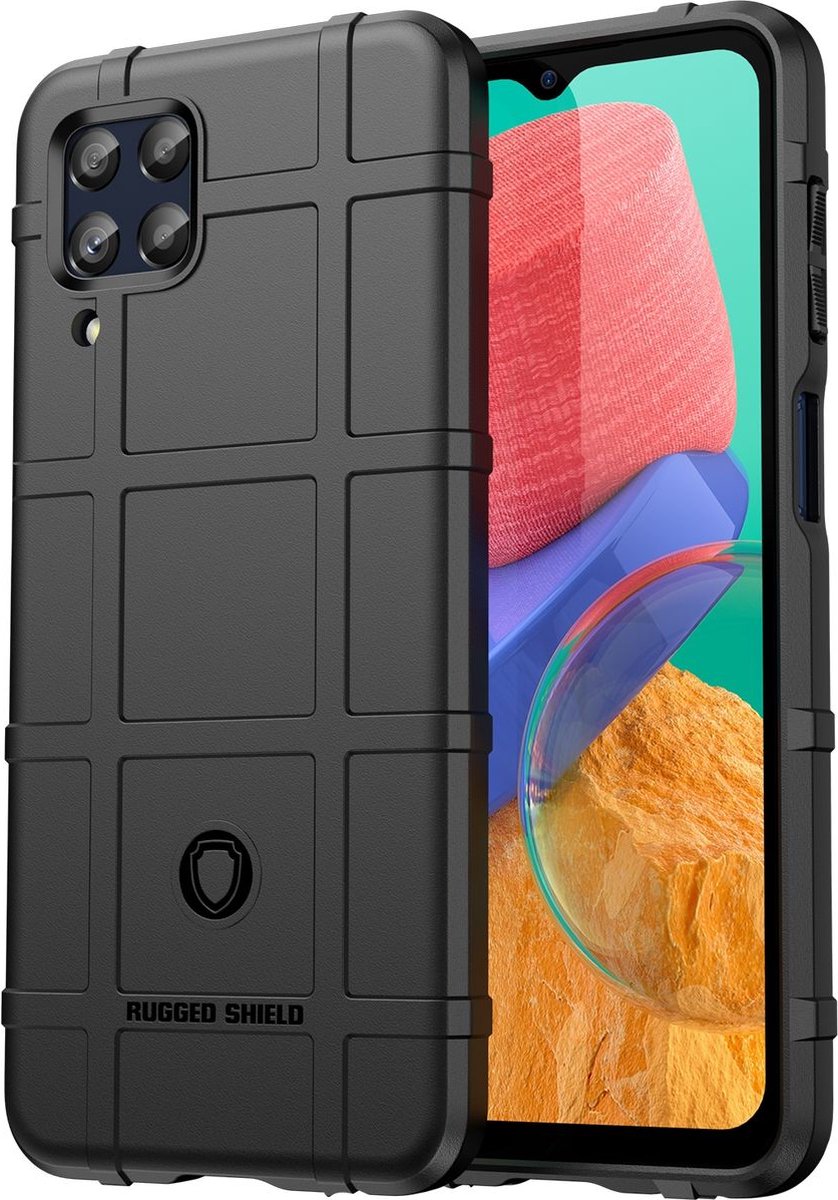 Mobigear Hoesje geschikt voor Samsung Galaxy M33 Telefoonhoesje Flexibel TPU | Mobigear Rugged Shield Backcover Shockproof | Schokbestendig Galaxy M33 Telefoonhoesje | Anti Shock Proof - Zwart