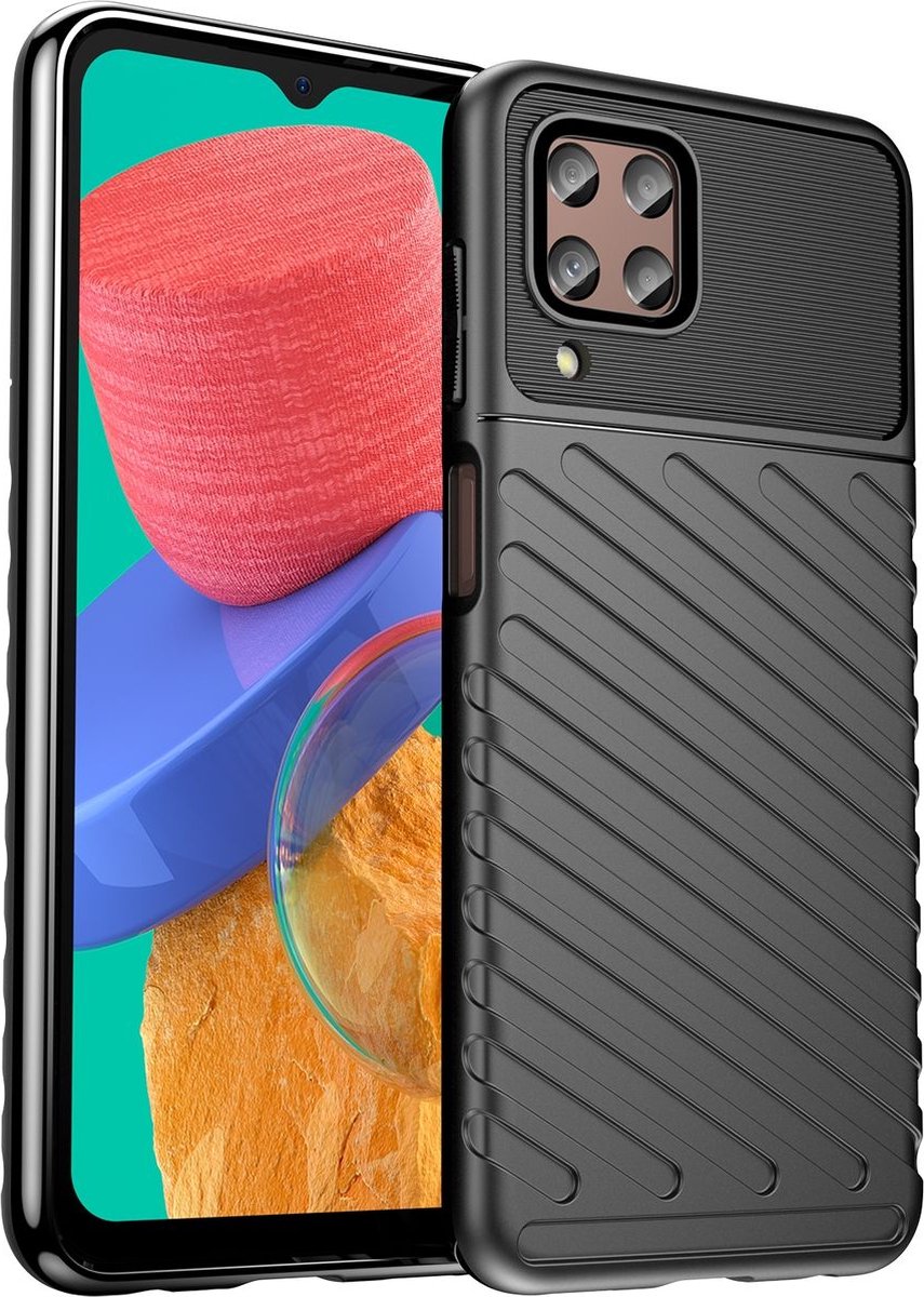 Mobigear Hoesje geschikt voor Samsung Galaxy M33 Telefoonhoesje Flexibel TPU | Mobigear Groove Backcover | Galaxy M33 Case | Back Cover - Zwart