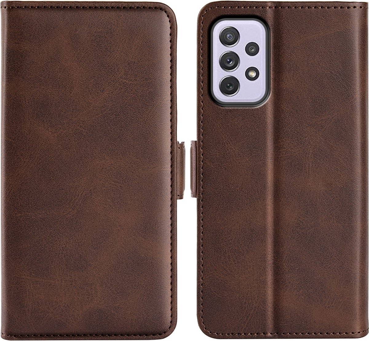 Mobigear Telefoonhoesje geschikt voor Samsung Galaxy A73 Hoesje | Mobigear Slim Magnet Bookcase Portemonnee | Pasjeshouder voor 3 Pasjes | Telefoonhoesje voor Pinpas / OV Kaart / Rijbewijs - Bruin