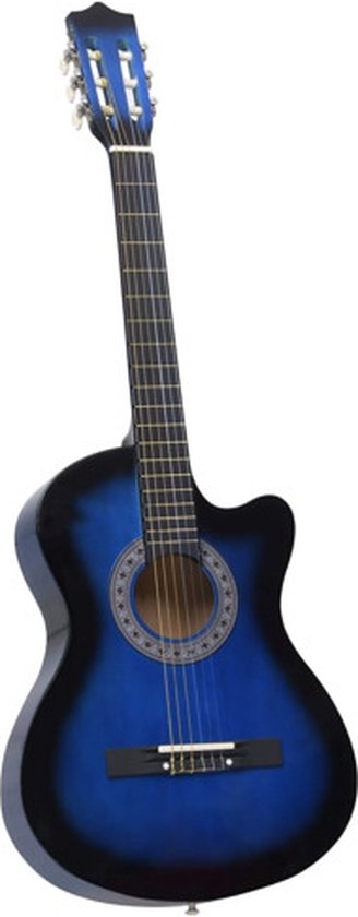 vidaXL - Gitaar - cutaway - met - 6 - snaren - western - klassiek - 38" - getint - blauw