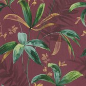 Natuur behang Profhome 377043-GU vliesbehang glad met bloemmotief mat rood groen geel 5,33 m2