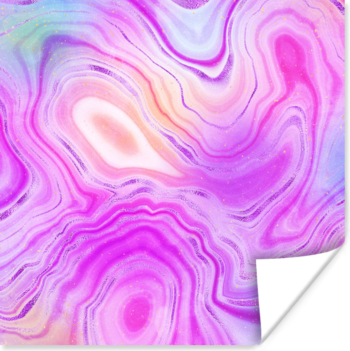 Poster Neon - Agaat geode - Stenen - 30x30 cm