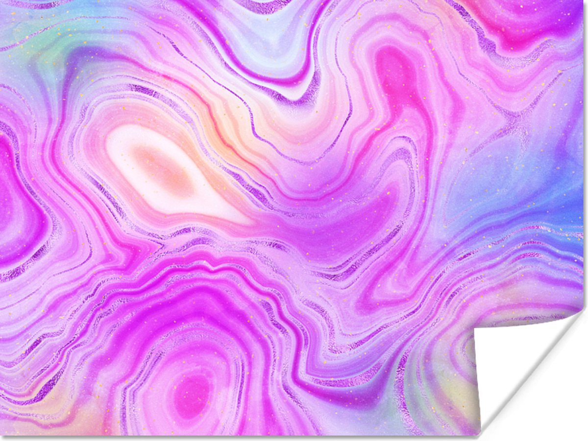 Poster Neon - Agaat geode - Stenen - 40x30 cm