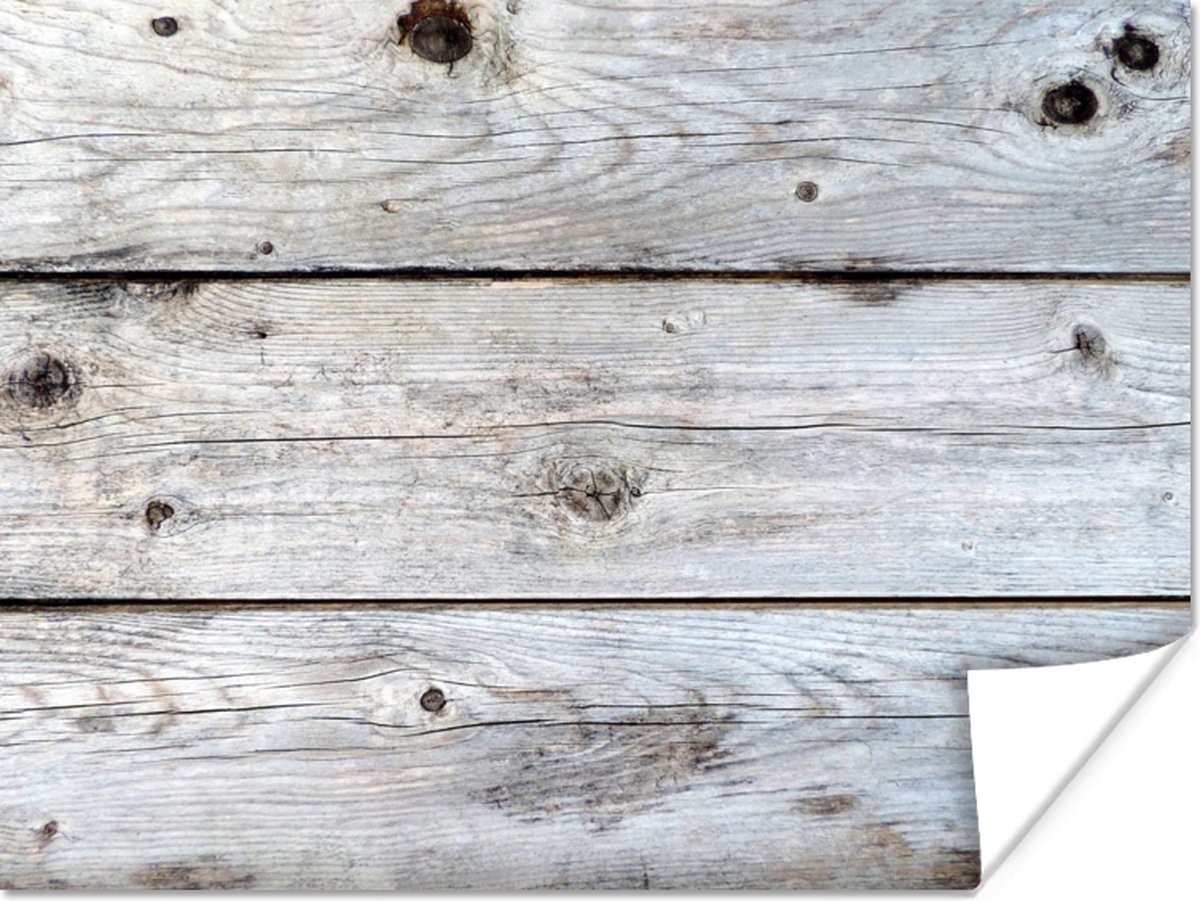 Poster Wit - Hout - Planken - 80x60 cm