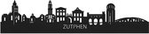 Skyline Zutphen Zwart hout - 120 cm - Woondecoratie - Wanddecoratie - Meer steden beschikbaar - Woonkamer idee - City Art - Steden kunst - Cadeau voor hem - Cadeau voor haar - Jubileum - Trouwerij - WoodWideCities