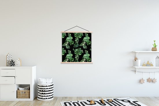 Porte-affiche avec affiche - Affiche scolaire - Feuilles - Tropical - Motifs - Jungle - 60x60 cm - Lattes vierges