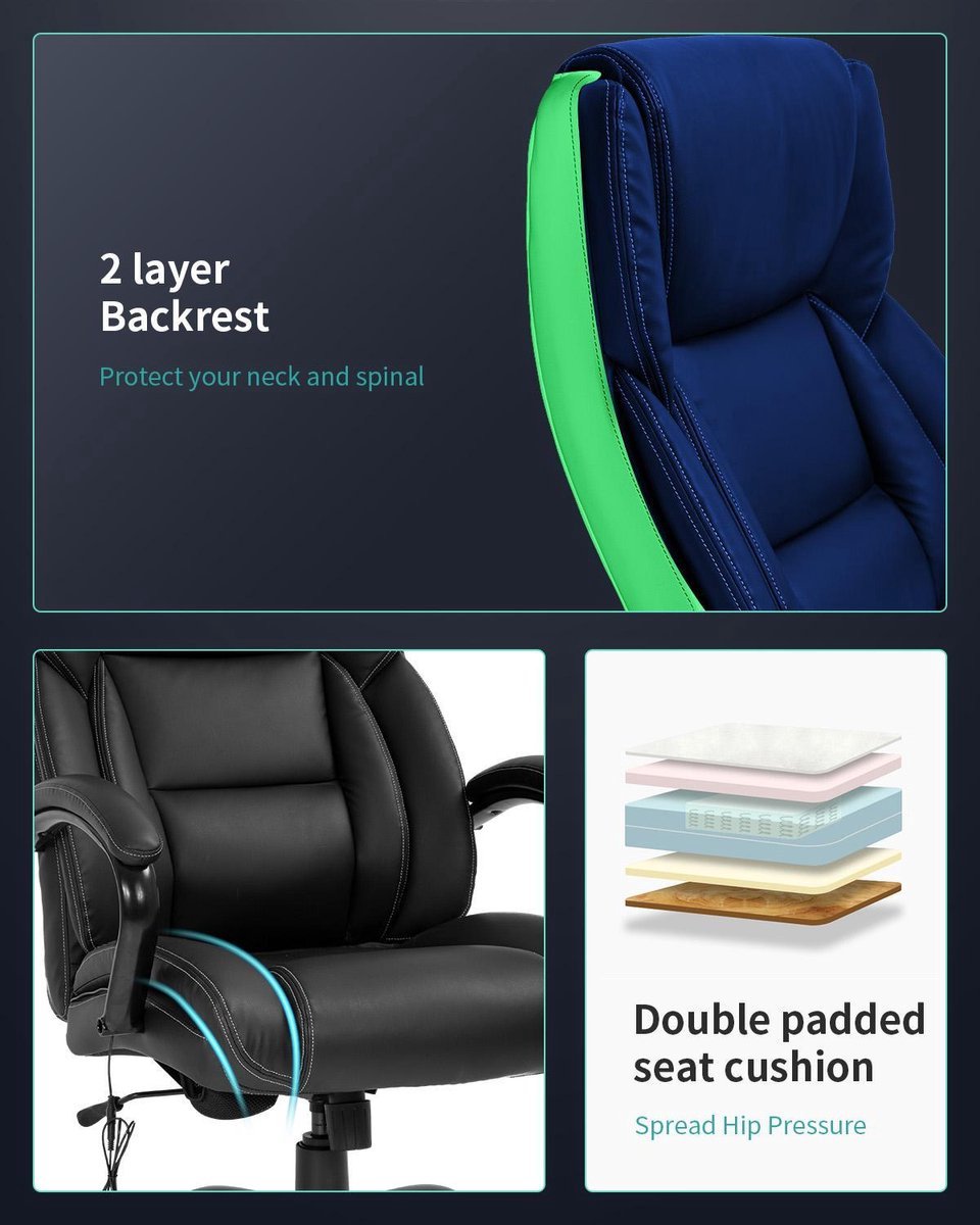 Best Office OCBT502Black Egonomische bureaustoel PUleer