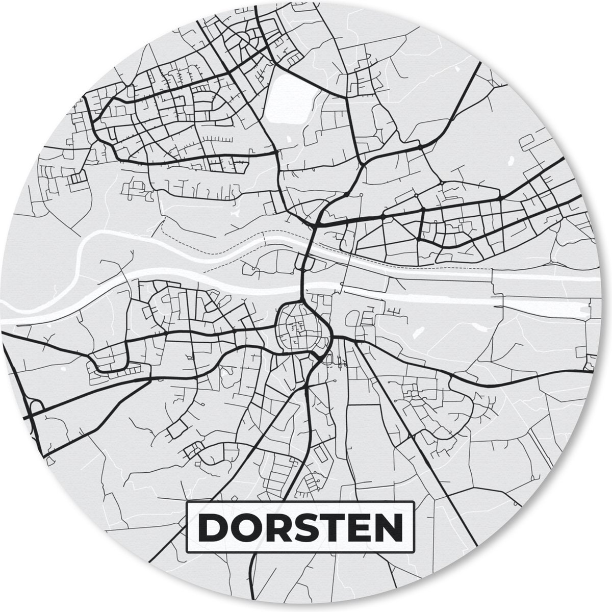 Muismat - Mousepad - Rond - Plattegrond- Kaart - Stadskaart - Duitsland - Dorsten - 20x20 cm - Ronde muismat