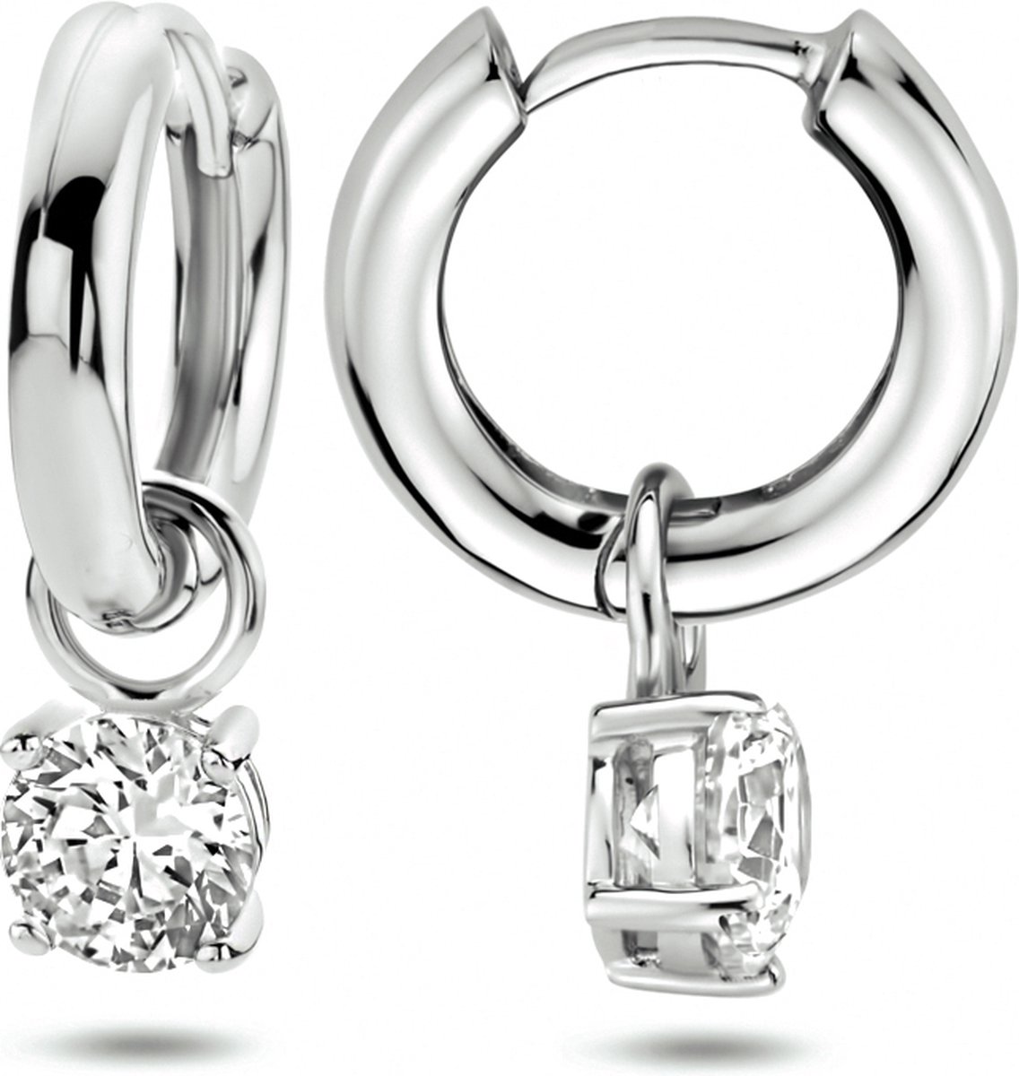 The Jewelry Collection Klapoorringen Zirkonia - Zilver