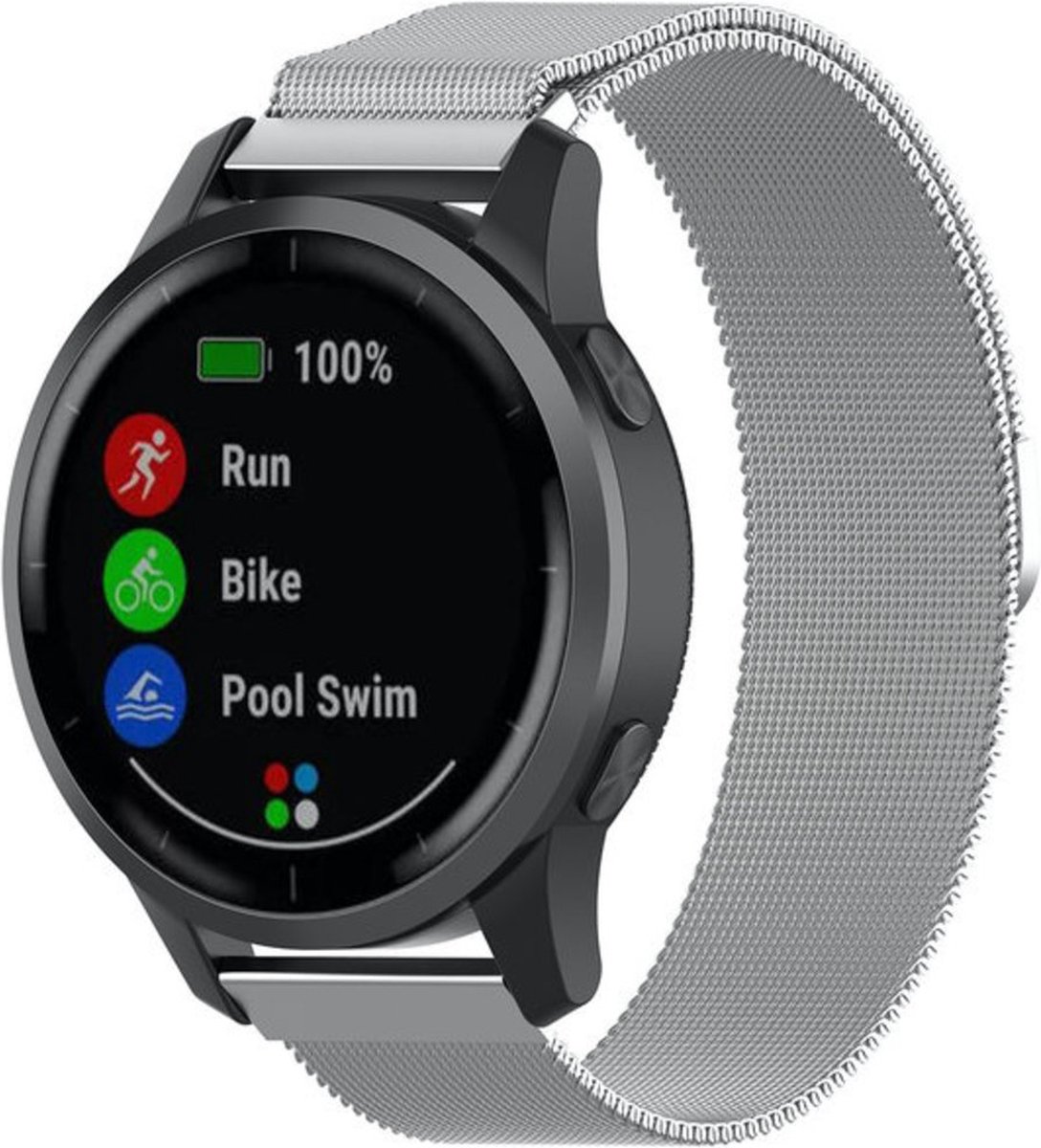 Milanees bandje - zilver, geschikt voor Garmin Vivoactive 4 en Venu 2