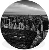 WallCircle - Wandcirkel ⌀ 30 - Luchtfoto Central Park, New York -zwart-wit - Ronde schilderijen woonkamer - Wandbord rond - Muurdecoratie cirkel - Kamer decoratie binnen - Wanddecoratie muurcirkel - Woonaccessoires