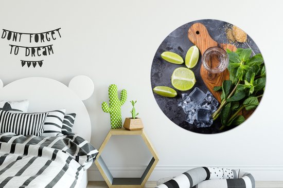 Wall Circle - Wall Circle Indoor - Planche à Découper - Glas - Fruit - Citroen - ⌀ 150 cm - Décoration murale - Peintures Ronds