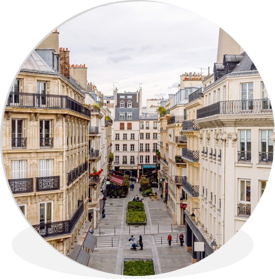 WallCircle - Wandcirkel ⌀ 30 - Appartementen in Parijs - Ronde schilderijen woonkamer - Wandbord rond - Muurdecoratie cirkel - Kamer decoratie binnen - Wanddecoratie muurcirkel - Woonaccessoires