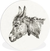 WallCircle - Wandcirkel ⌀ 30 - Kop van een ezel, naar links - schilderij van Jean Bernard - Ronde schilderijen woonkamer - Wandbord rond - Muurdecoratie cirkel - Kamer decoratie binnen - Wanddecoratie muurcirkel - Woonaccessoires