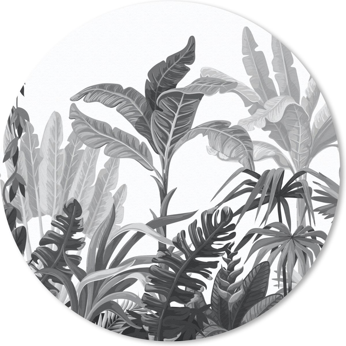 Muismat rond 40x40 cm - Mousepad Jungle - Bladeren - Planten - Ronde muismatten