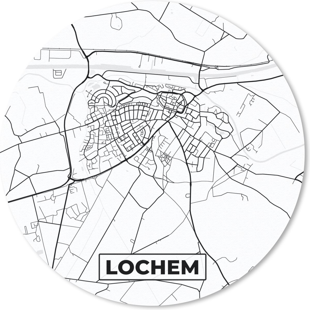 Muismat - Mousepad - Rond - Plattegrond - Lochem - Kaart - Stadskaart - 20x20 cm - Ronde muismat