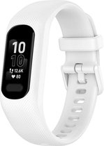 Siliconen Smartwatch bandje - Geschikt voor Garmin Vivosmart 5 siliconen bandje - wit - Strap-it Horlogeband / Polsband / Armband