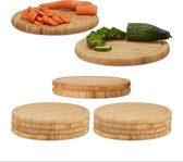 Relaxdays 12x ontbijtplank - 30 cm diameter- snijplank bamboe serveerplank - keukenplank