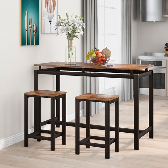 Bartafelset- Ironwood bartafel en stoelen- keukentafel en stoelen- hoge tafel en barkrukken/ restaurant/ donkere houten hoge tafel