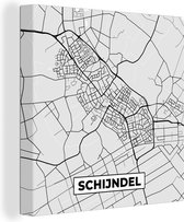 Peinture sur toile Schijndel - Plan d'étage - Carte - Plan de la ville - 20x20 cm - Décoration murale