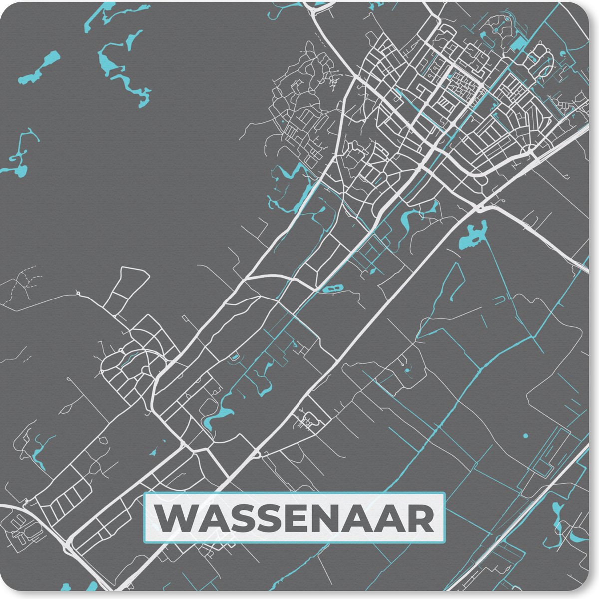Muismat 20x20 cm - Mousepad Kaart - Plattegrond - Stadskaart - Wassenaar - Muismatten - Stadskaart