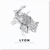 Muismat - Mousepad - Lyon – Plattegrond - Zwart Wit – Stadskaart – Kaart - 30x30 cm - Muismatten